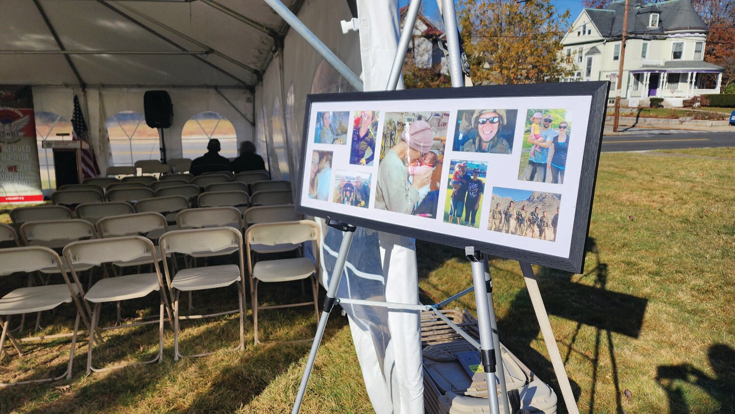 LOST TOO SOON: Attendees were welcomed with a collage of photos of Andrea T. Ryder. Ryder died in 2020 at the age of 34 from service-connected cancer. (Photo courtesy OSDRI)